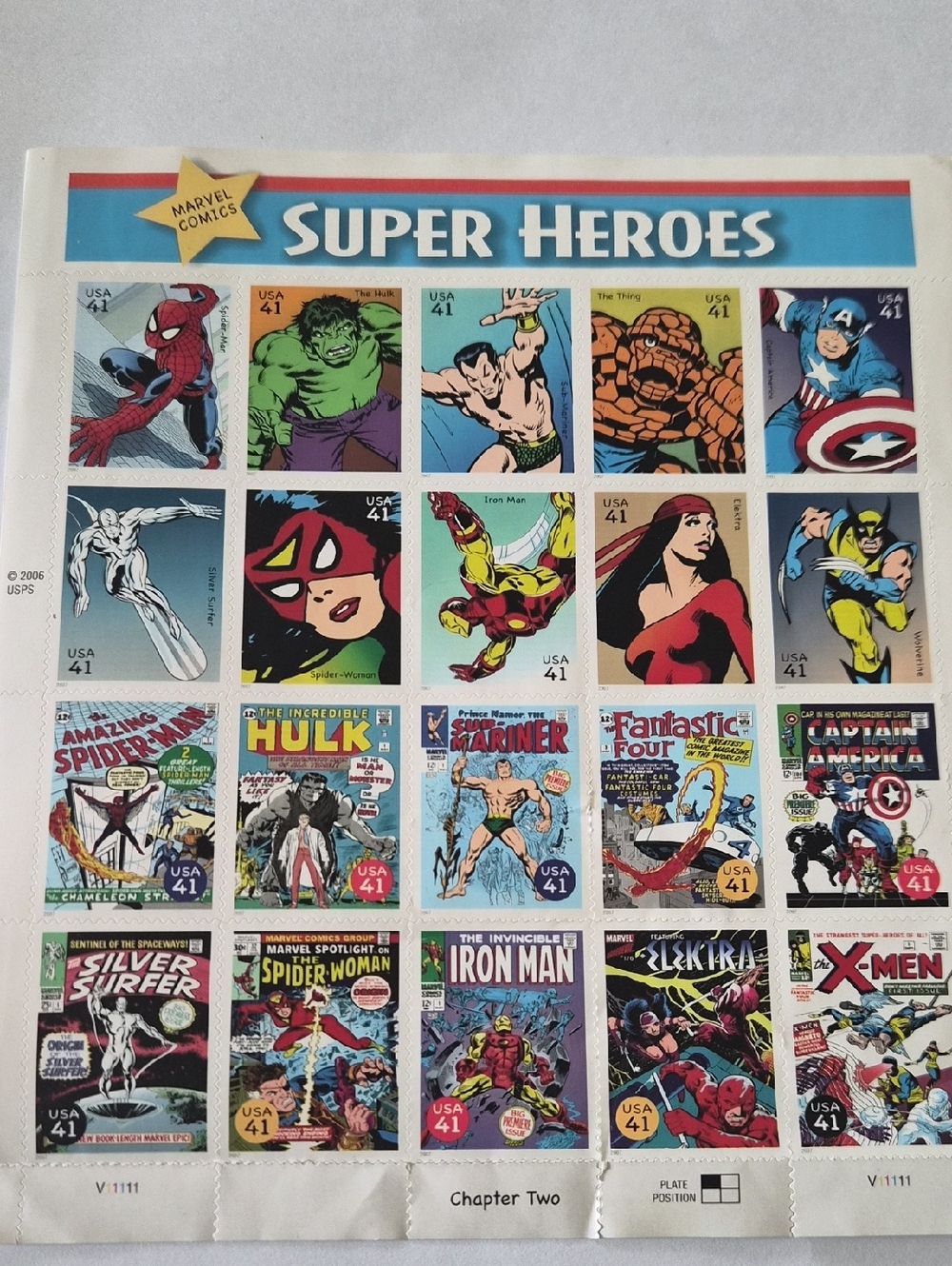 Marvel Super Heroes Stamp Sheet - Red, Blue, Green, Yellow